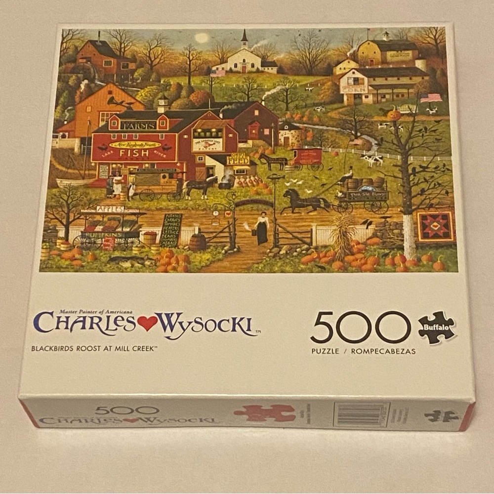 Buffalo Games Charles Wysocki 500 Piece Puzzle Blackbirds Roost at Mill Creek